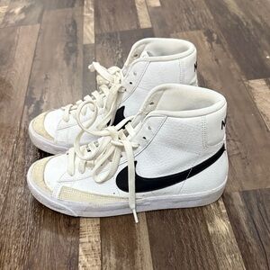 Nike White and Black Kids High-Top Sneakers
